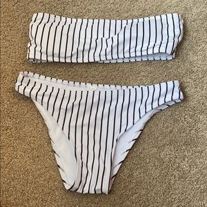 black and white stripped bikini